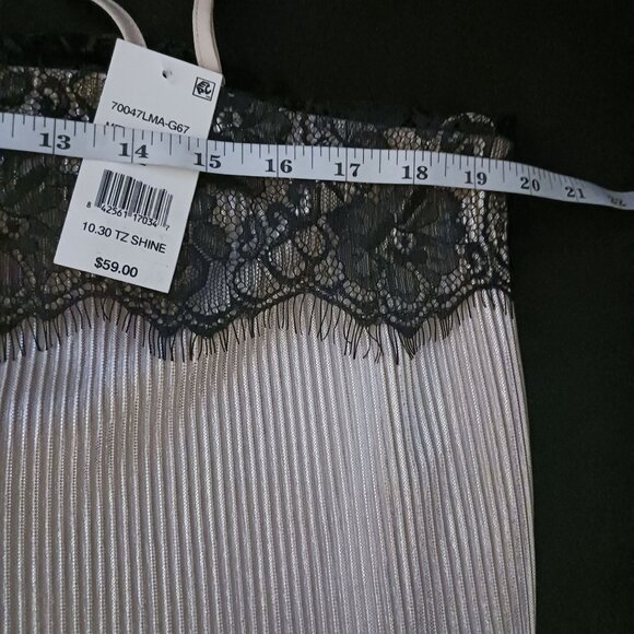 LEYDEN Lace-Trim Crisscross Camisole, Metallic Silver (Blush Pink), Size XL - Picture 13 of 14